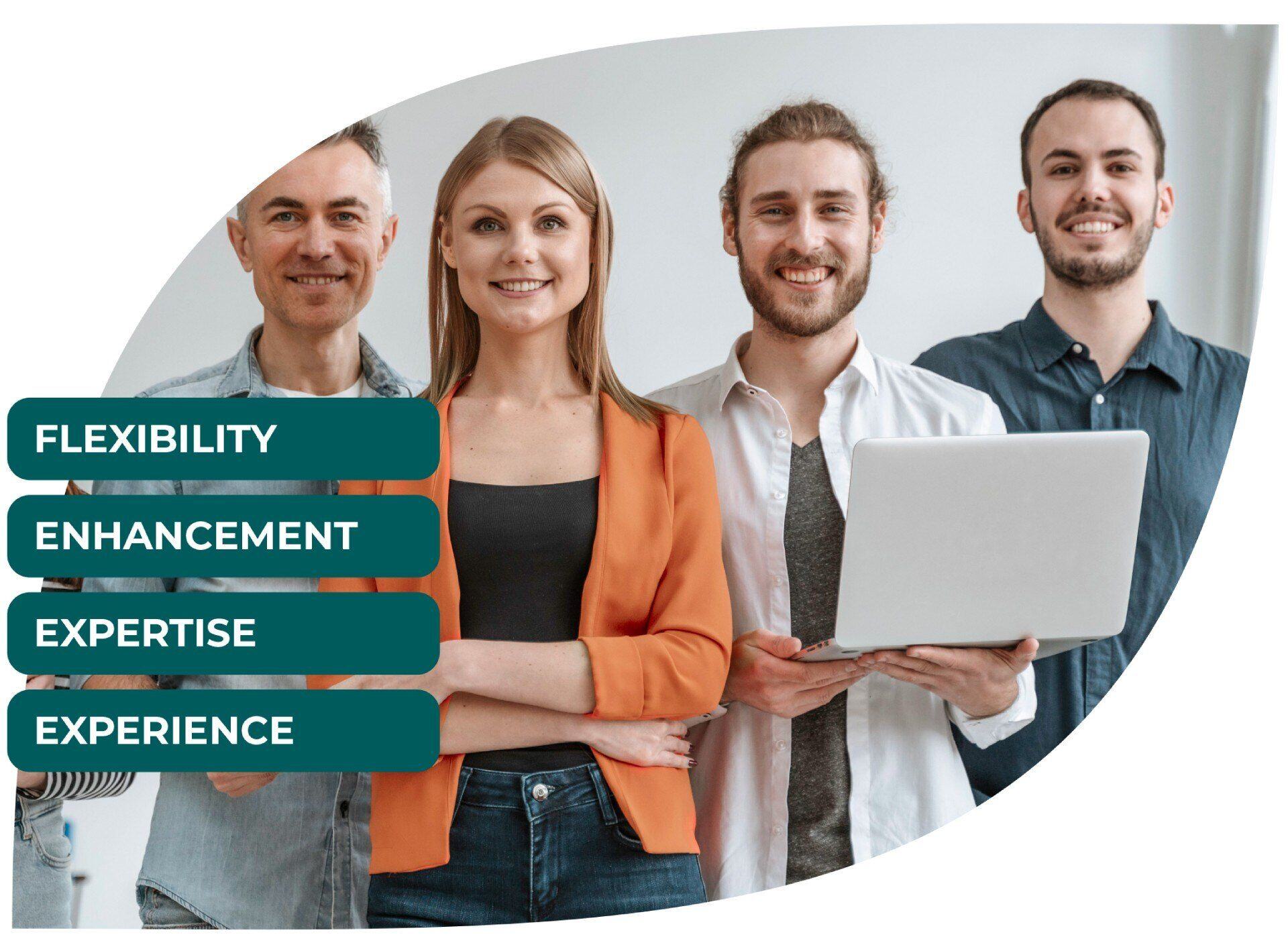 Professional team of experts collaborating with a laptop